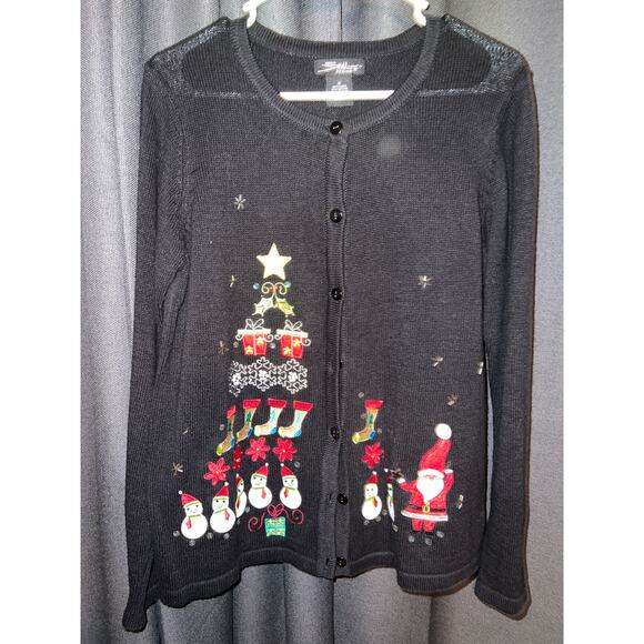 Ugly Christmas Sweater Cardigan Size Medium - Picture 1 of 3